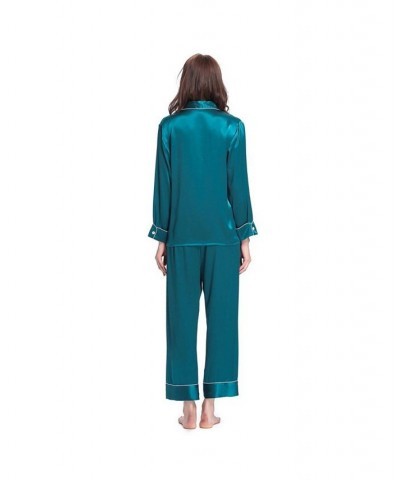 22 Momme Chic Trimmed Silk Pajamas Set Green $107.07 Sleepwear