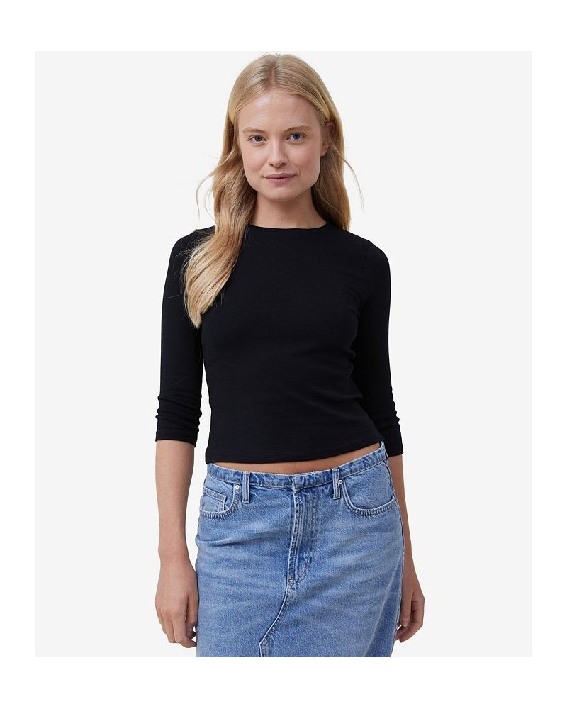 Women's Jamie 3/4 Sleeve Top Black $20.29 Tops