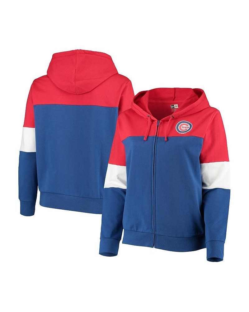 Women's Red and Royal Chicago Cubs Plus Size Colorblock French Terry Full-Zip Hoodie Red, Royal $32.48 Sweatshirts