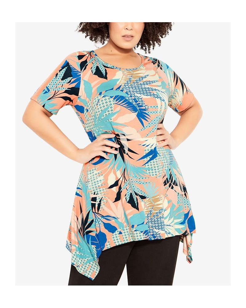 Plus Size Ayla Mesh Sleeve Tunic Top Pink Palm Springs $33.92 Tops