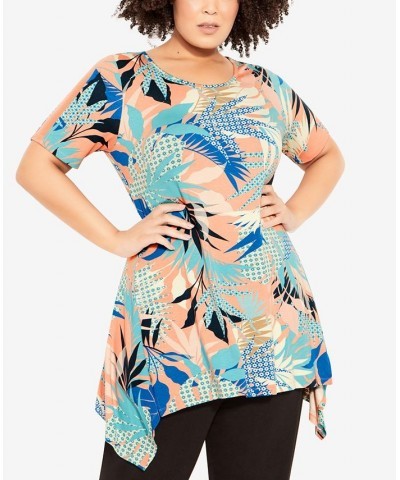 Plus Size Ayla Mesh Sleeve Tunic Top Pink Palm Springs $33.92 Tops