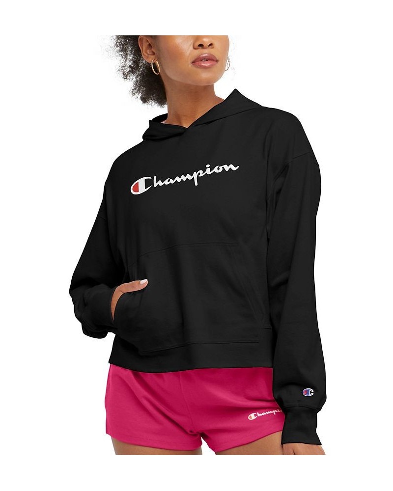 Women's Long-Sleeve Logo T-Shirt Hoodie Black $18.40 Tops