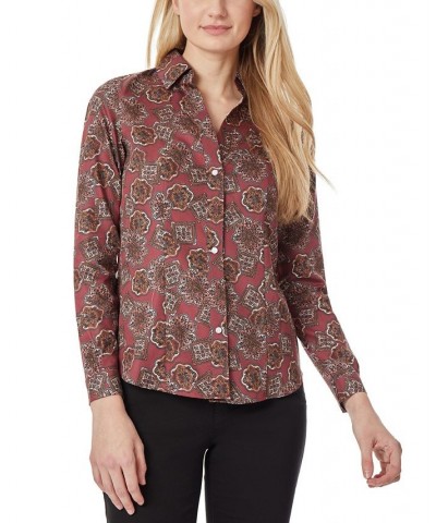 Women's Easy Care Y-neck Blouse Red $14.70 Tops