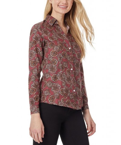 Women's Easy Care Y-neck Blouse Red $14.70 Tops