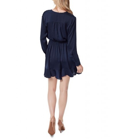 Women's Shiloh Printed Shirt Dress Blue $34.82 Dresses