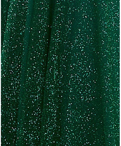 Juniors' Glitter-Mesh Pleated-Bodice Gown Hunter Green $55.77 Dresses