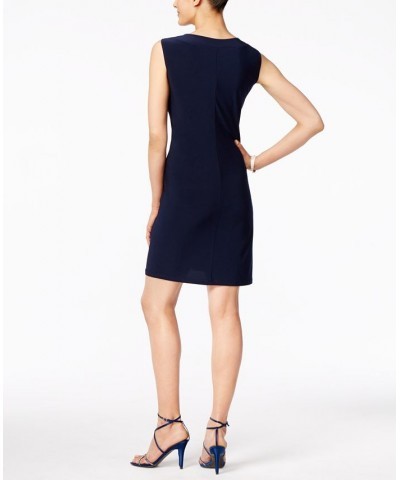 Petite Embellished Dress and Illusion Duster Jacket Navy Blue $32.70 Dresses