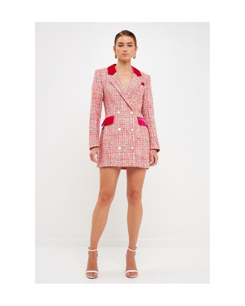 Women's Tweed Blazer Dress Pink $122.10 Dresses