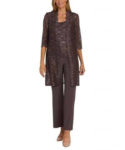 3-Pc. Sequined Lace Pantsuit & Jacket Dark Rose $55.60 Dresses