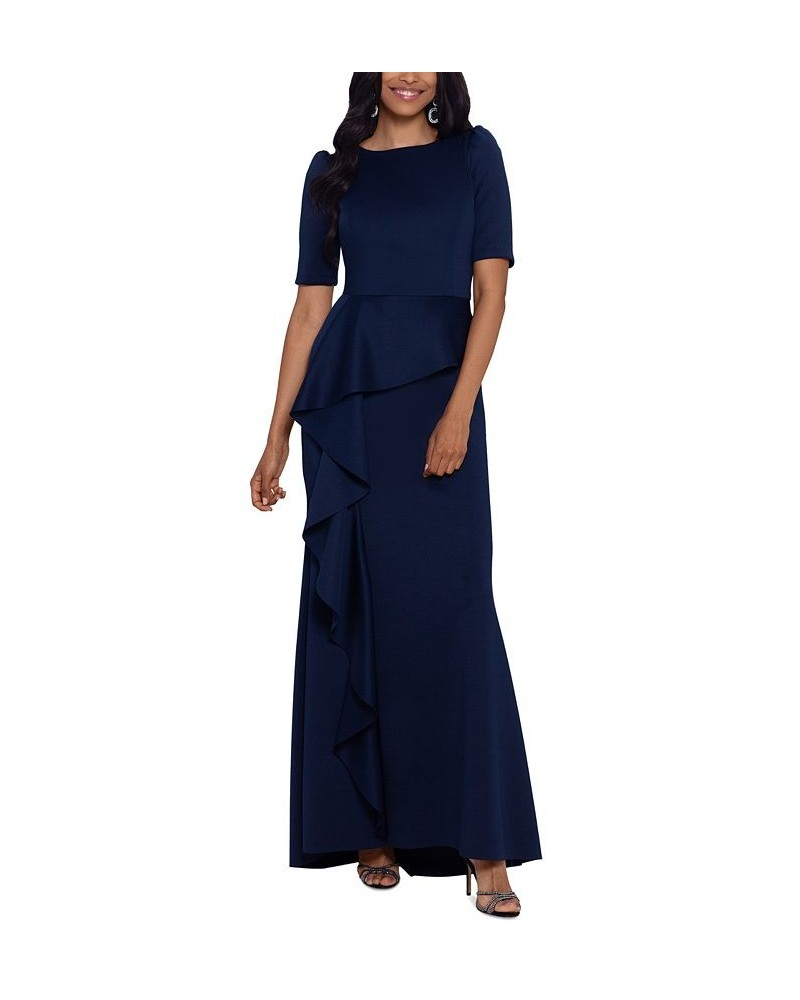 Cascading Ruffle Gown Blue $105.16 Dresses