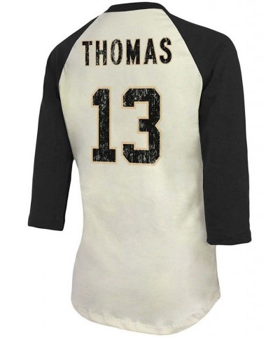 Women's Michael Thomas Cream Black New Orleans Saints Player Raglan Name Number 3/4 Sleeve T-shirt Cream, Black $24.00 Tops