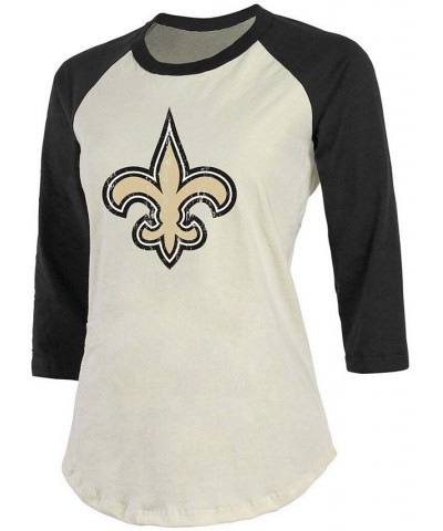 Women's Michael Thomas Cream Black New Orleans Saints Player Raglan Name Number 3/4 Sleeve T-shirt Cream, Black $24.00 Tops