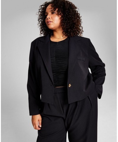 Trendy Plus Size Cropped Blazer Black $19.75 Jackets