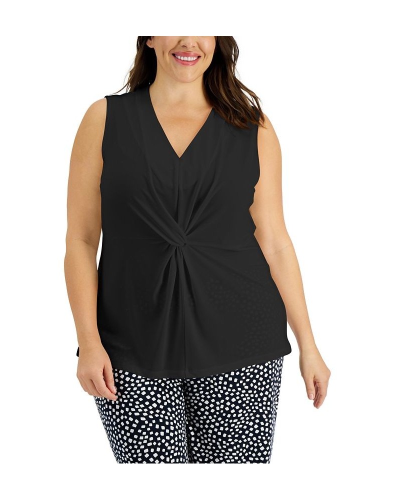 Plus Size Twisted Tank Top Black $14.94 Tops