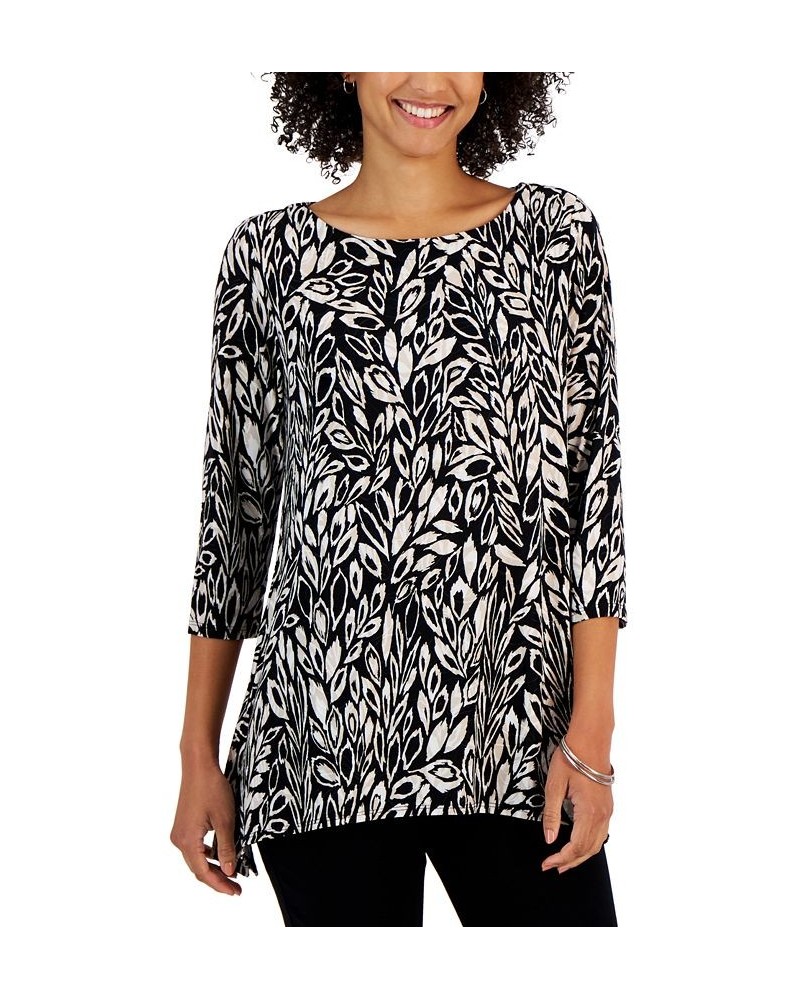 Petite Leaf Adventures Boat-Neck Top Black $13.24 Tops