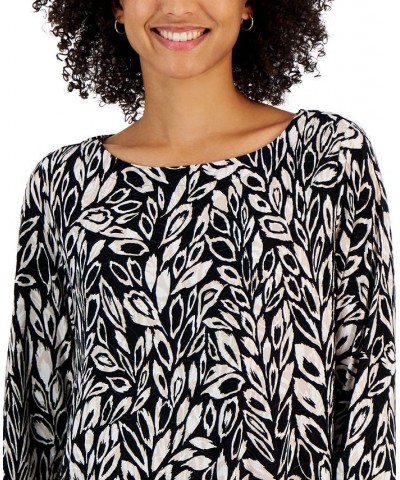 Petite Leaf Adventures Boat-Neck Top Black $13.24 Tops