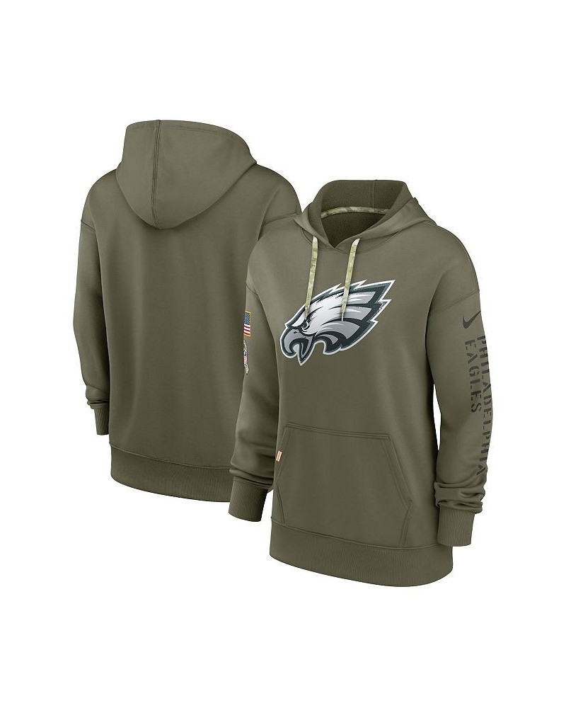 Women's Olive Philadelphia Eagles 2022 Salute To Service Performance Pullover Hoodie Olive $44.00 Sweatshirts