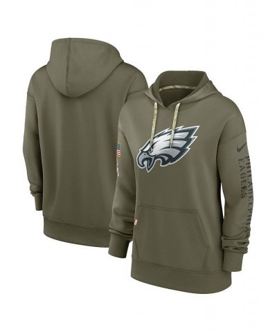 Women's Olive Philadelphia Eagles 2022 Salute To Service Performance Pullover Hoodie Olive $44.00 Sweatshirts