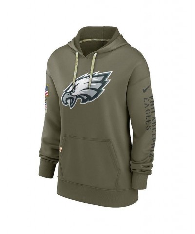 Women's Olive Philadelphia Eagles 2022 Salute To Service Performance Pullover Hoodie Olive $44.00 Sweatshirts