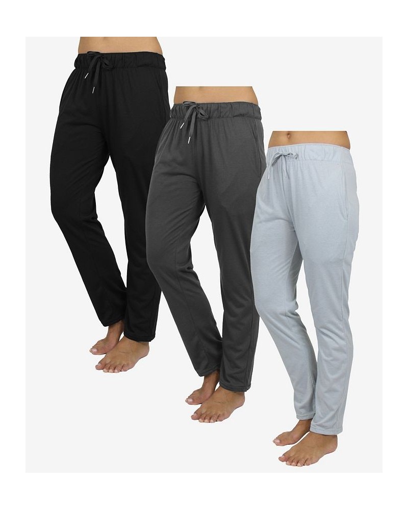 Women's Loose Fit Classic Lounge Pants Pack of 3 Black, Charcoal, Heather Gray $36.57 Pants