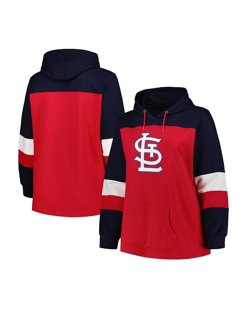 Women's Red St. Louis Cardinals Plus Size Colorblock Pullover Hoodie Red $31.50 Sweatshirts