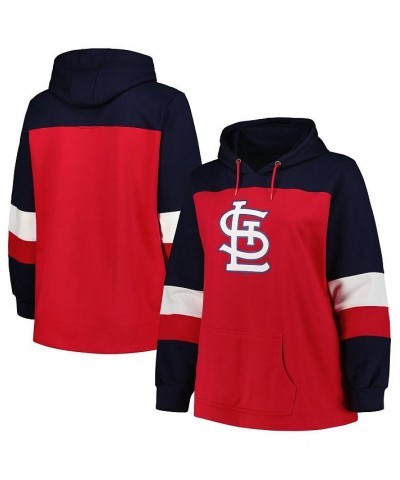 Women's Red St. Louis Cardinals Plus Size Colorblock Pullover Hoodie Red $31.50 Sweatshirts