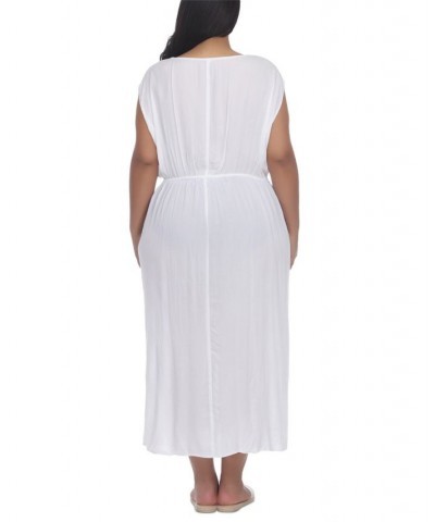 Plus Size Front Slit Cover-Up Maxi Dress White $28.56 Swimsuits