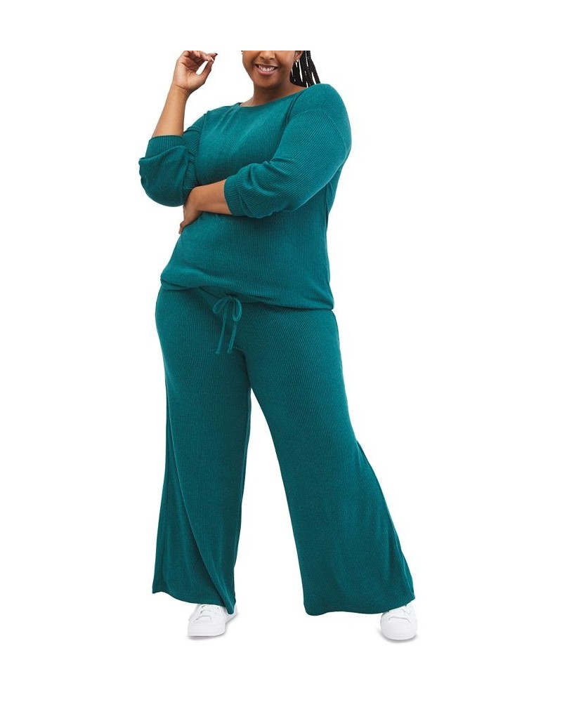 Plus Size Under Belly Hacci Wide-Leg Maternity Pants Blue $19.35 Pants