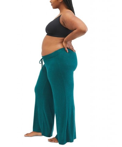 Plus Size Under Belly Hacci Wide-Leg Maternity Pants Blue $19.35 Pants