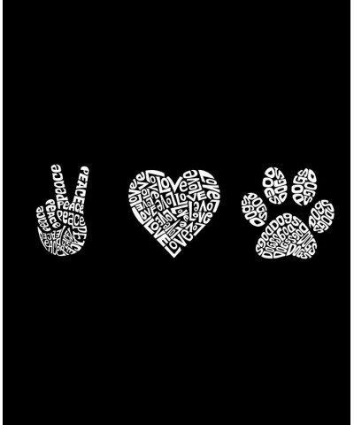 Women's Premium Blend Peace Love Dogs Word Art T-shirt Black $21.45 Tops