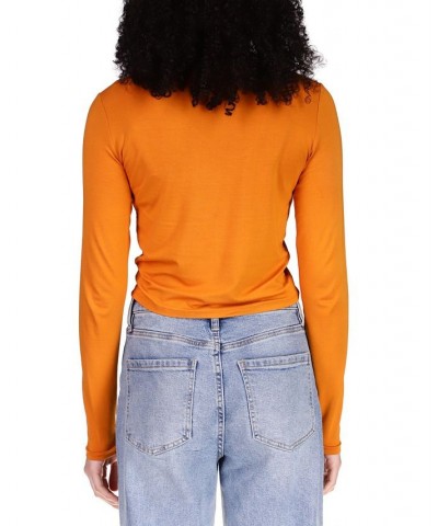 Women's Stunner Asymmetric Ruched Cropped Top Pumpkin $16.09 Tops