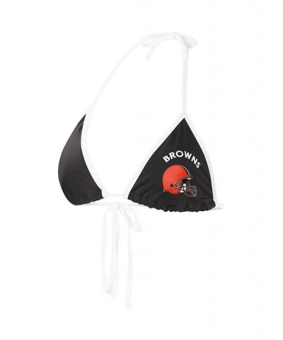 Women's Black Cleveland Browns Perfect Match Bikini Top Black $19.80 Swimsuits