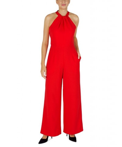 Twist-Front Halter Jumpsuit Watermelon $60.68 Pants