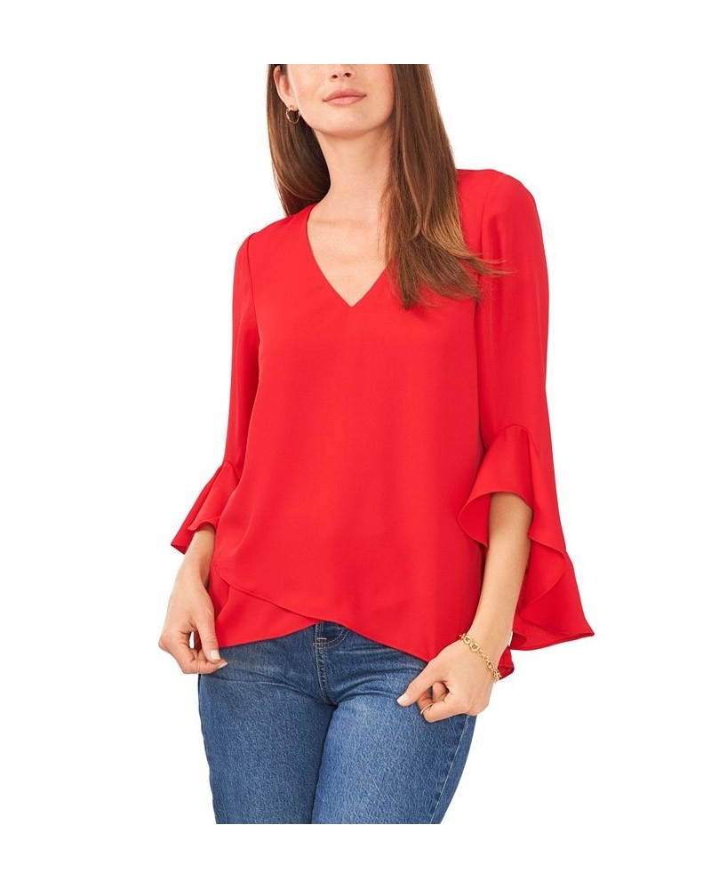 Women's Flutter-Sleeve Top Red Hot $50.49 Tops