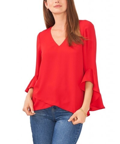 Women's Flutter-Sleeve Top Red Hot $50.49 Tops