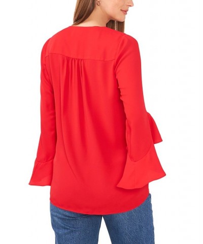 Women's Flutter-Sleeve Top Red Hot $50.49 Tops