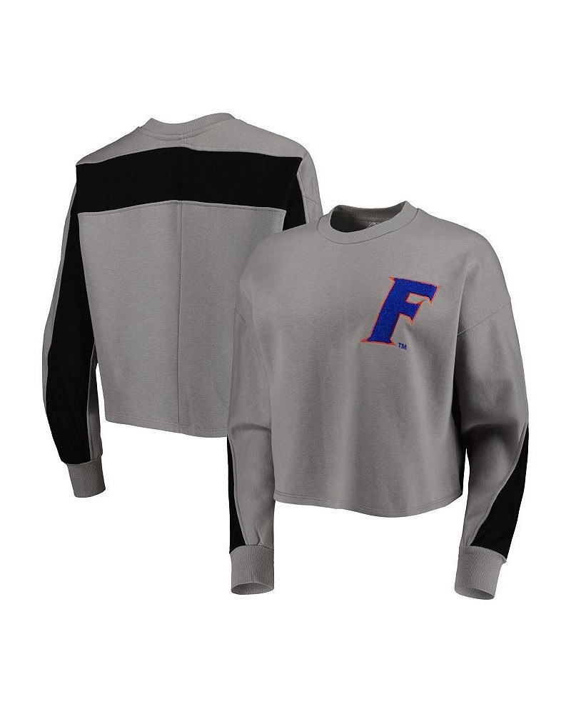 Women's Gray Florida Gators Back To Reality Colorblock Pullover Sweatshirt Gray $34.44 Sweatshirts