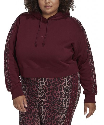 Plus Size Cotton Logo Long-Sleeve Hoodie Maroon/multicolor $21.19 Sweatshirts