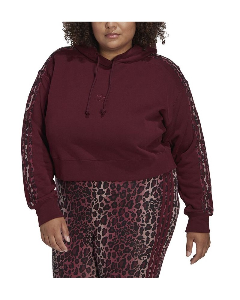 Plus Size Cotton Logo Long-Sleeve Hoodie Maroon/multicolor $21.19 Sweatshirts