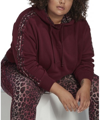 Plus Size Cotton Logo Long-Sleeve Hoodie Maroon/multicolor $21.19 Sweatshirts