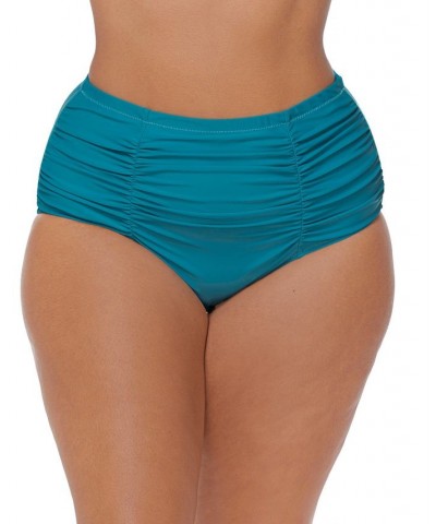 Plus Size Solid Ruched Costa Swim Bottoms Teal $24.60 Swimsuits