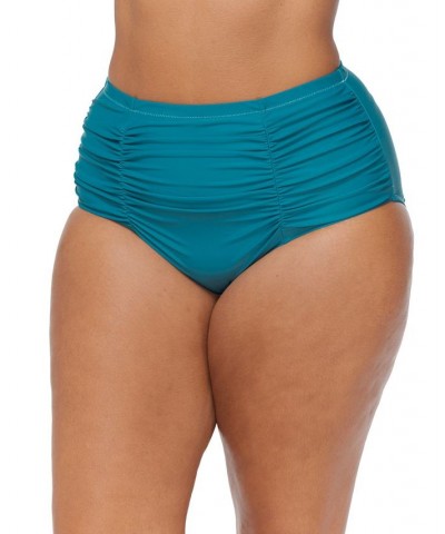 Plus Size Solid Ruched Costa Swim Bottoms Teal $24.60 Swimsuits