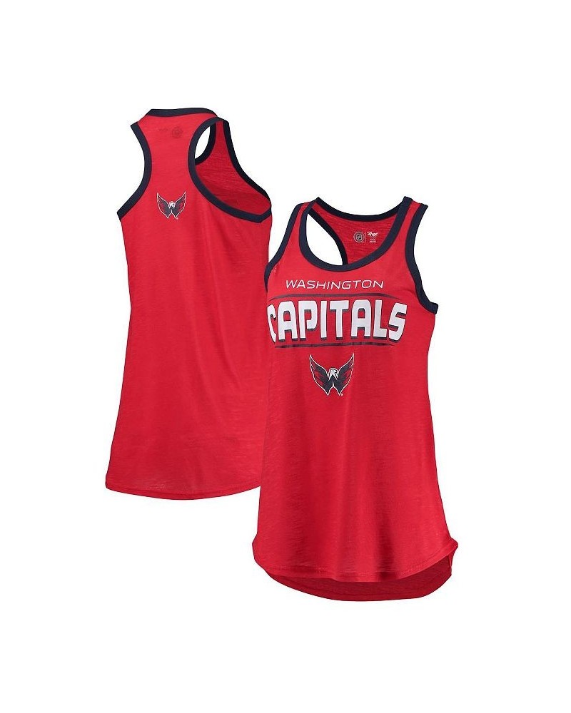 Women's Red Washington Capitals Showdown Slub Racerback Tank Top Red $14.35 Tops