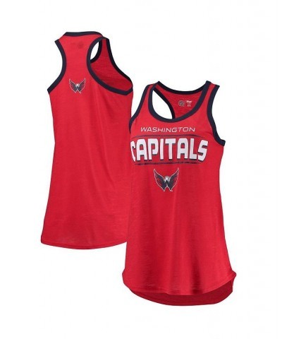 Women's Red Washington Capitals Showdown Slub Racerback Tank Top Red $14.35 Tops