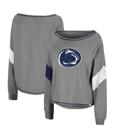 Women's Heathered Gray Penn State Nittany Lions Amped Chevron Stripe Raglan Boat Neck Pullover Sweatshirt Gray $31.85 Sweatsh...