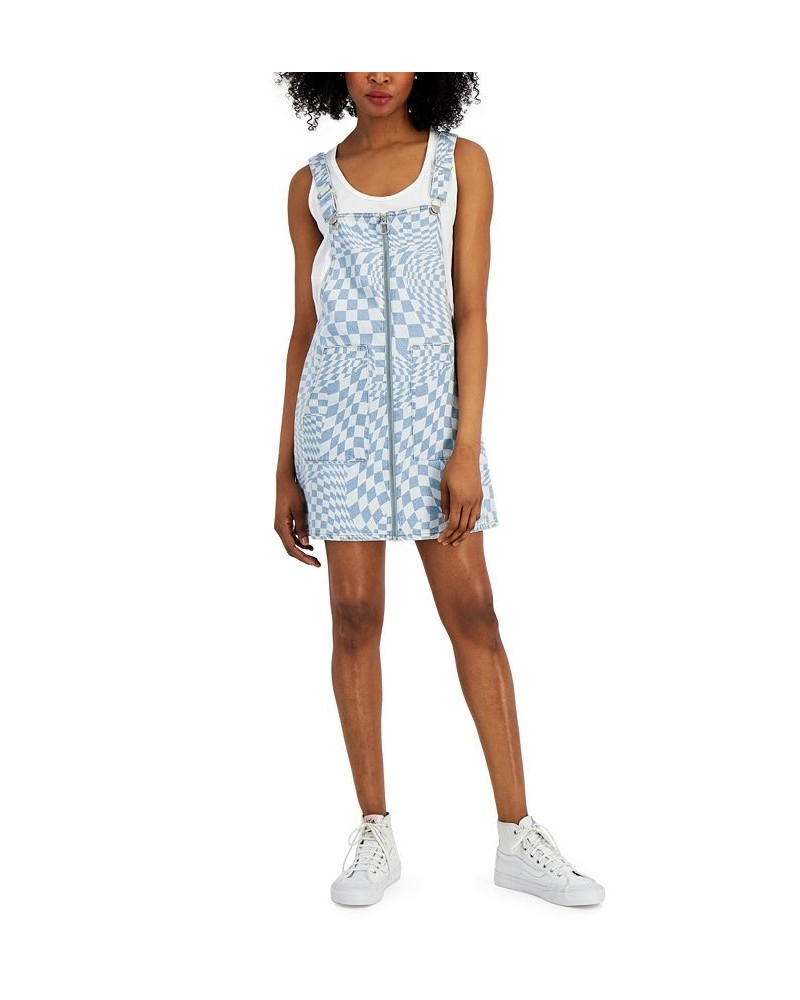 Juniors' Butterfly-Print Zip-Front Pinafore Vintage Check $31.86 Skirts