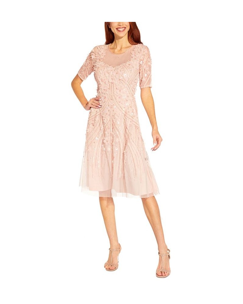 Women's Floral-Appliqué Beaded Cocktail Dress Shell $124.27 Dresses