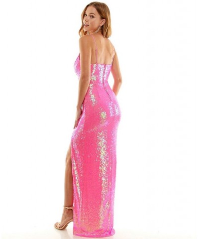 Juniors' Sequined High-Slit Gown Multi $41.42 Dresses