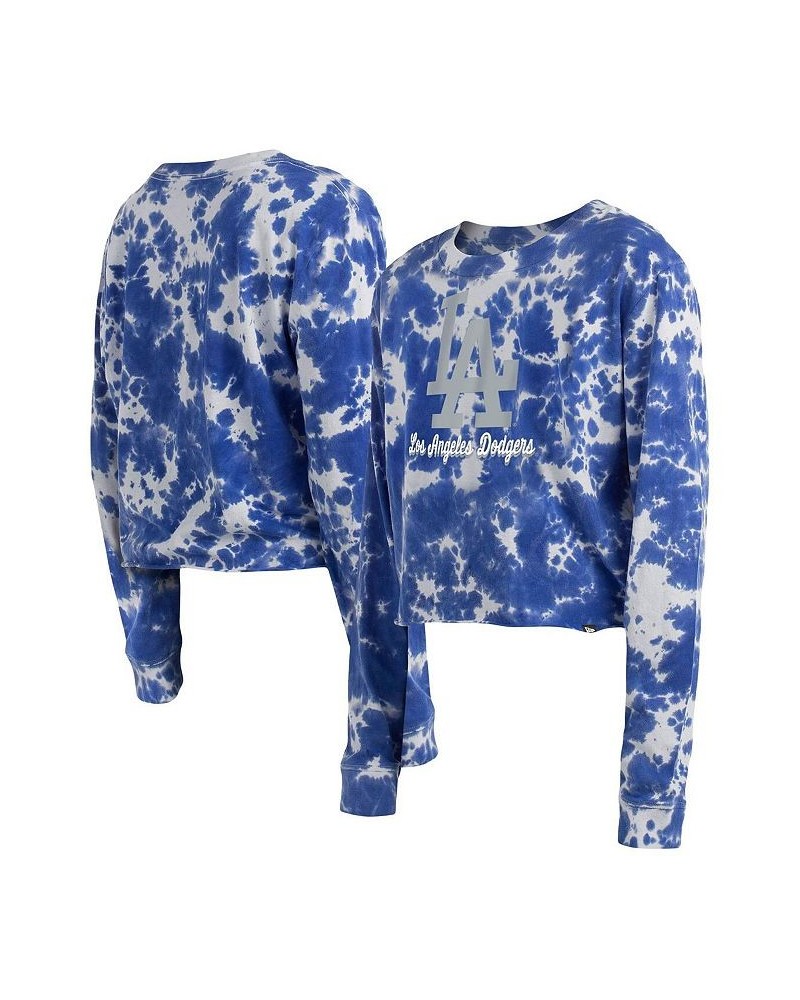 Women's Royal Los Angeles Dodgers Tie-Dye Cropped Long Sleeve T-shirt Royal $29.11 Tops