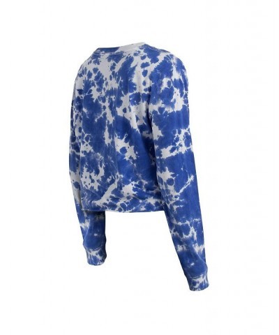 Women's Royal Los Angeles Dodgers Tie-Dye Cropped Long Sleeve T-shirt Royal $29.11 Tops